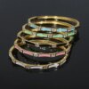 New Multicolor Bamboo Joint Bangles for Women Pink Blue White Green Black Enamel Cubic Zirconia 58mm Gold Color Fashion Jewelry