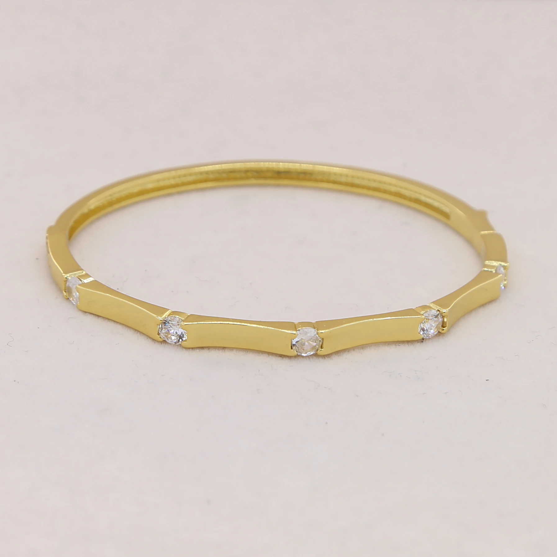 New Multicolor Bamboo Joint Bangles for Women Pink Blue White Green Black Enamel Cubic Zirconia 58mm Gold Color Fashion Jewelry