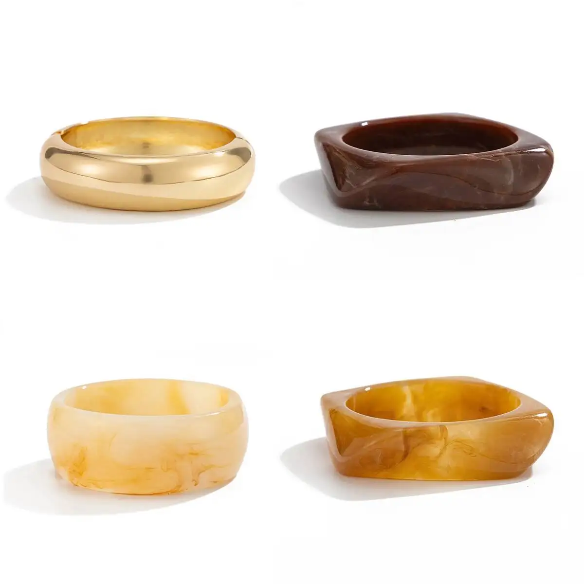 Salircon Vintage Irregular Wide Chunky Resin Acrylic Bangle Bracelets Women Punk Geometric Metal Bracelet Fashion  Party Jewelry