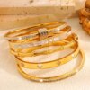 Classic Women's Stainless Steel Bracelets Set Multiple Gold Color Non-Fading Bangles Fashion Jewelry Accessory Gift