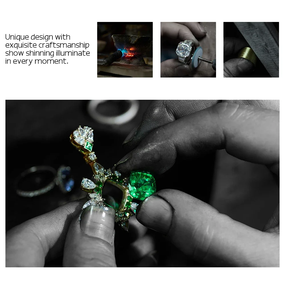 Kuololit 1.05CTW Moissanite Engagement Ring for Women Solid 18K 14K 10K 585 Yellow Gold Emerald Wedding Band for Christmas Gifts