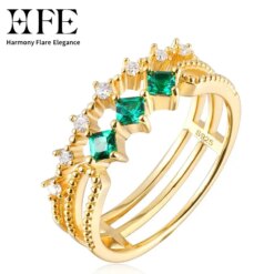 Irregular Hollow Emerald Moissanite Ring