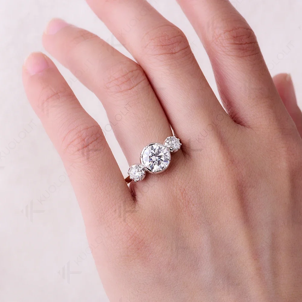 Kuololit 5CT Cushion Cut Moissanite Ring for Women Solid 18K 14K 10K Yellow Gold Two Tone Ring for Anniversary Engagement Gifts