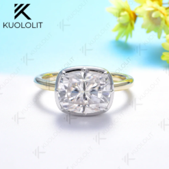 Kuololit 5CT Cushion Cut Moissanite Ring for Women