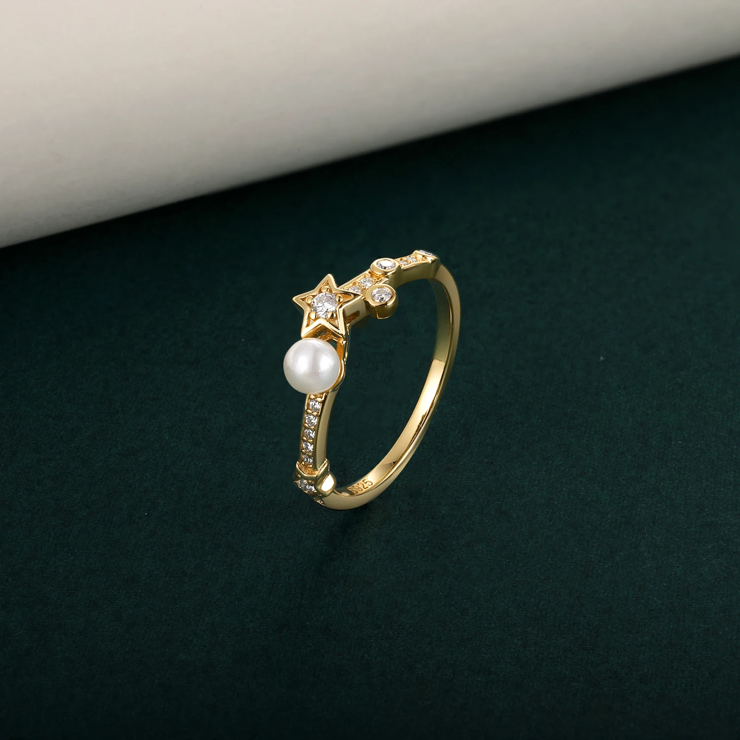 HFE Shell Pearl Women's Ring 925 Silver Moissanite Laboratory Cultivated Diamond Ring 18K Gold-plated Engagement  Fine Jewelry