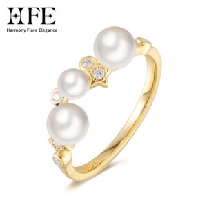 HFE Shell Pearl Women's Ring 925 Silver Moissanite Laboratory Cultivated Diamond Ring 18K Gold-plated Engagement  Fine Jewelry
