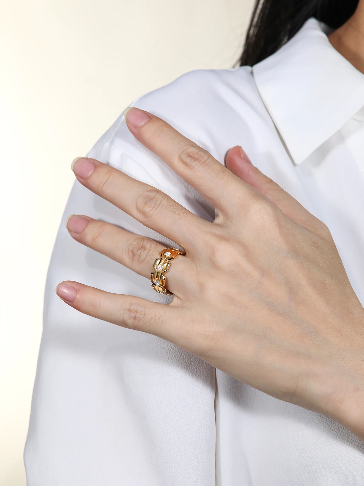 HFE Moissanite Exquisite Ring 925 Pure Silver Plated with K Gold Stackable Wear for Men's and Women's Birthday Anniversary Gifts