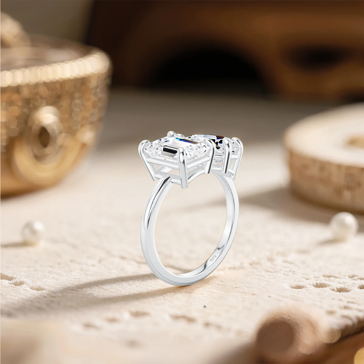 Certified 3.5CT 2 Stone Moissanite Ring For Woman 100% 925 Silver Luxury Designer Brand Wedding Lab Diamond Jewelry High Quality