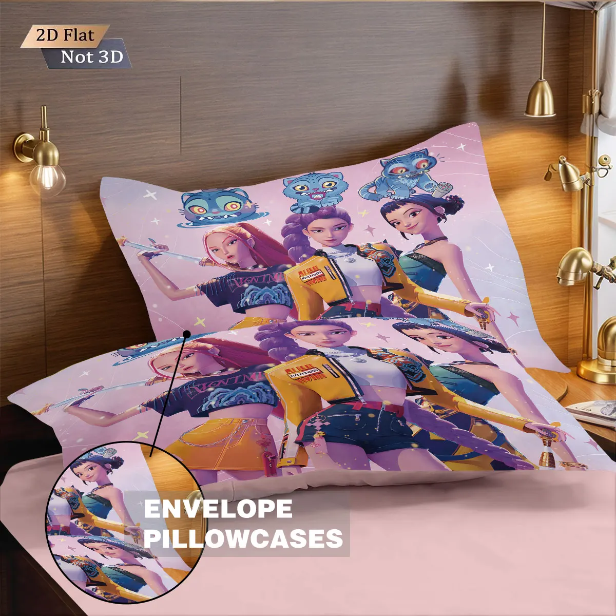 3pcsK-Pop Demon Hunters Printed Chipless Bedding Set Multi Size Comfortable Bedroom Bedding Decoration Machine Washable