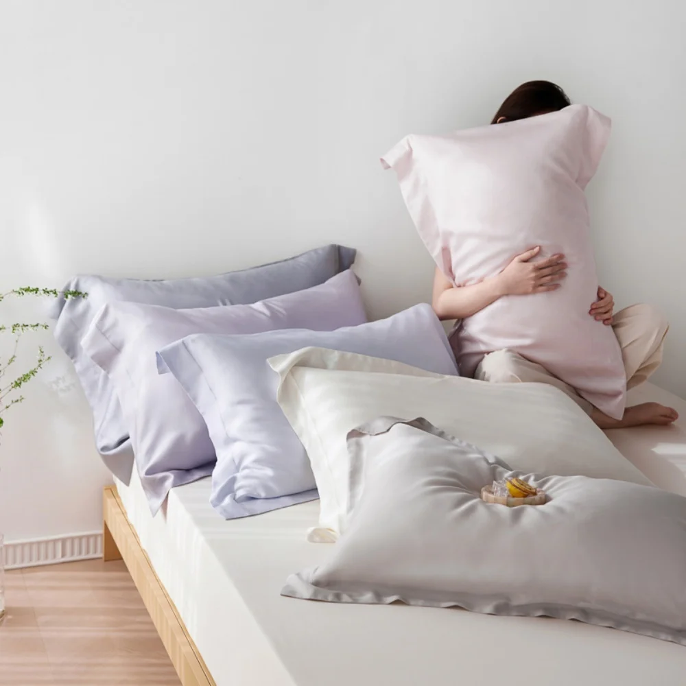 Liv-Esthete Top Grade 100% Silk Duvet Cover Set with Pillowcases Solid Color Healthy Skin Twin/Queen/King Luxury 30MM Bedding