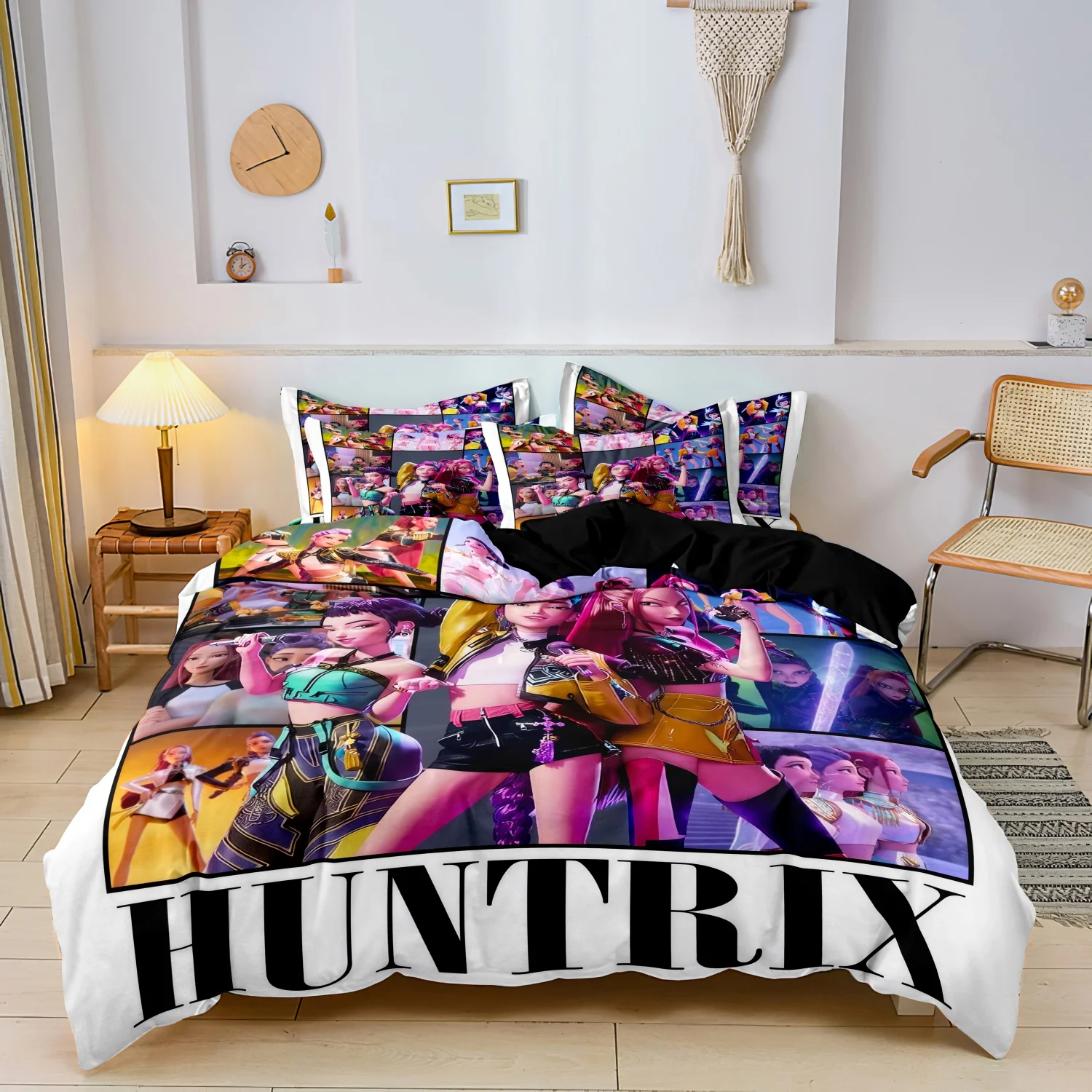 Kpop Demon Hunters Huntrix Bedding Set Single Twin Full Queen King Size Bed Set Adult Bedroom Sets Anime BedDuvet Cover