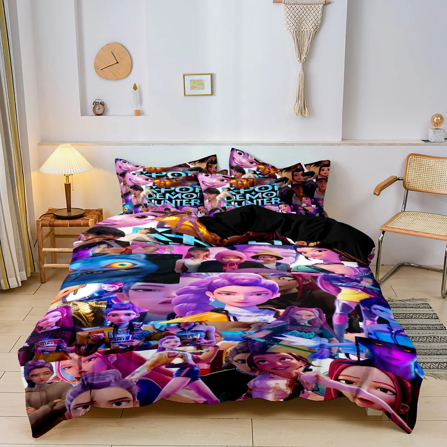 Kpop Demon Hunters Huntrix Bedding Set Single Twin Full Queen King Size Bed Set Adult Bedroom Sets Anime BedDuvet Cover