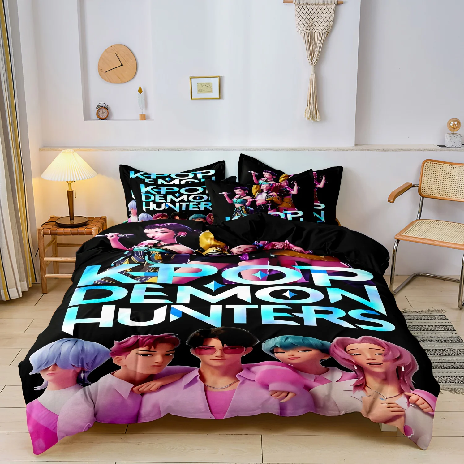 Kpop Demon Hunters Huntrix Bedding Set Single Twin Full Queen King Size Bed Set Adult Bedroom Sets Anime BedDuvet Cover