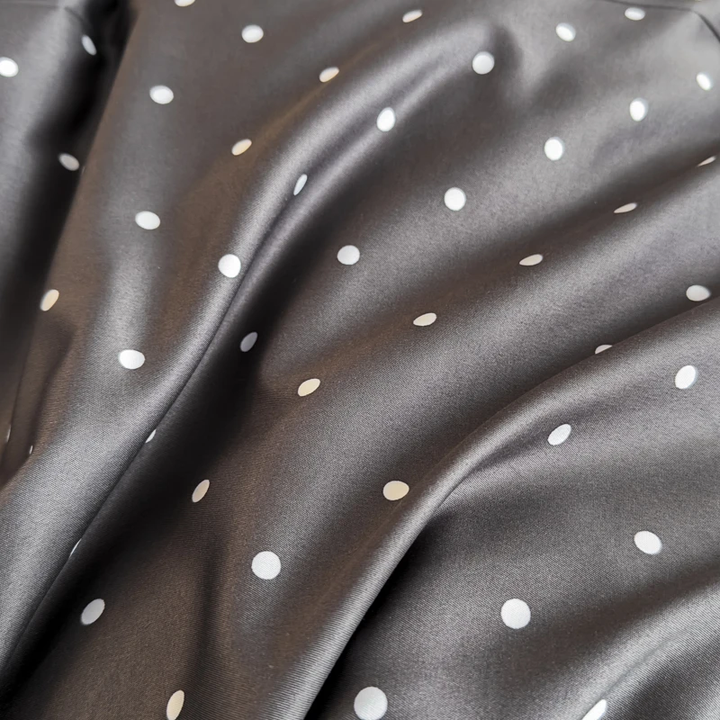 3pcs Satin Duvet cover set (1*Duvet Cover + 2*Pillowcase, Without Core), Black dot print Bedding Set, Soft Comfortable