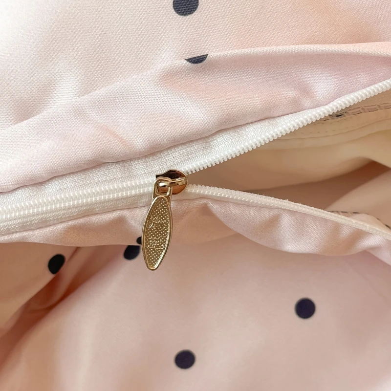 3pcs Satin Duvet cover set (1*Duvet Cover + 2*Pillowcase, Without Core), Black dot print Bedding Set, Soft Comfortable