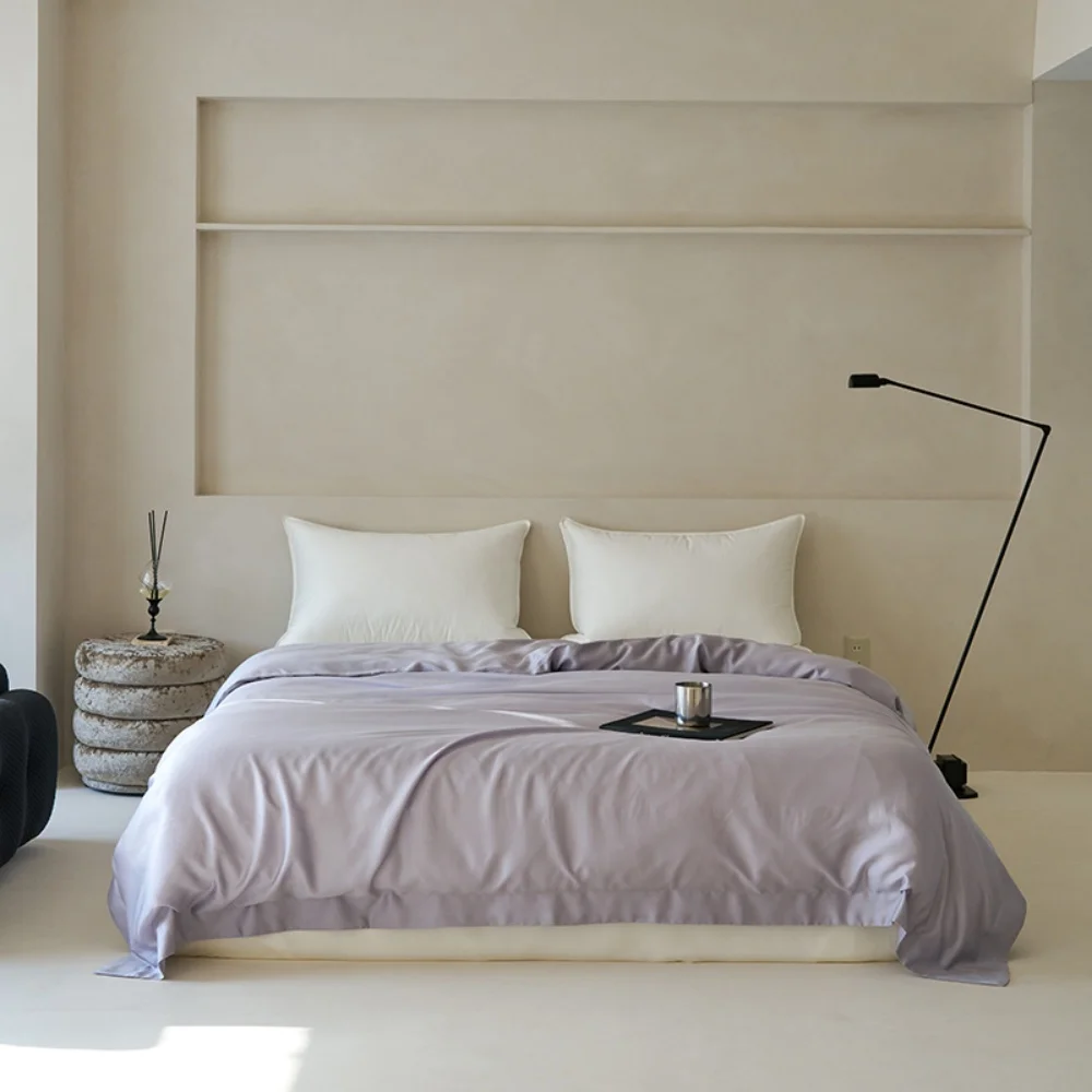 Liv-Esthete White Pure 100% Pure Silk Duvet Cover Set with Pillowcases Solid Color Healthy Skin Twin/Queen/King Luxury Bedding