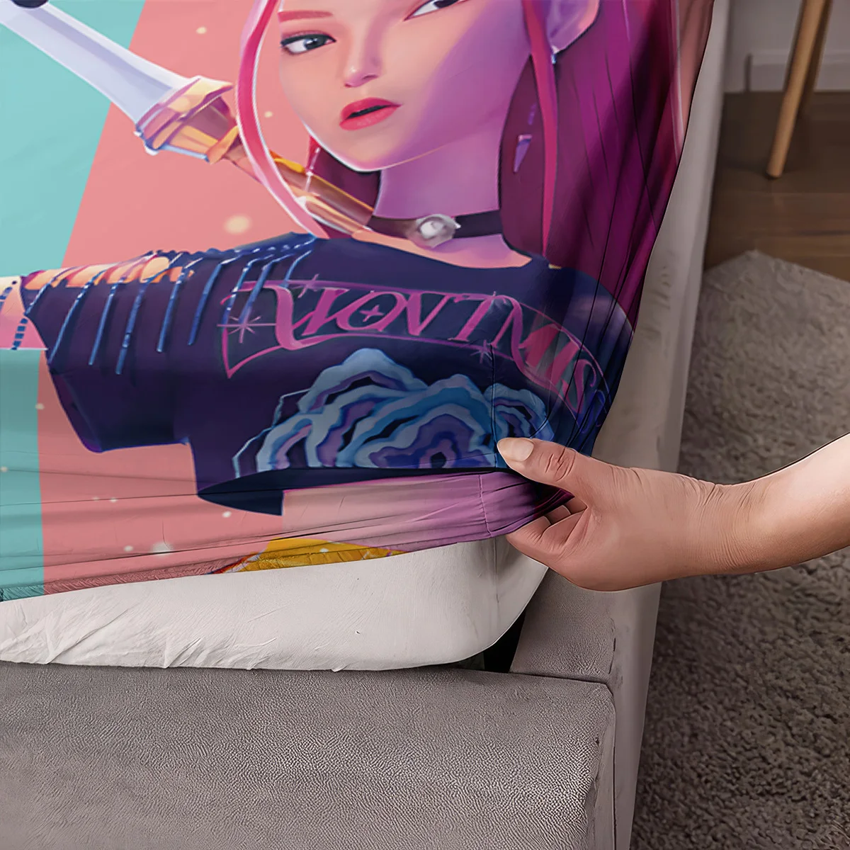 3pcs K-Pop Demon Hunters Printed coreless Bed Sheet Set Multi Size Soft Bed Cover Bedroom Bedding Machine Washable