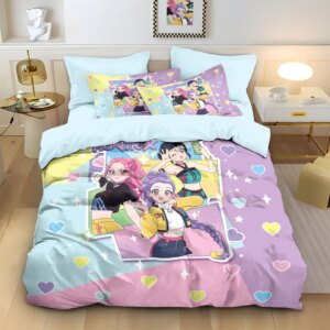 3pcs K-Pop Demon Hunters Printed Chipless Bedding Set Soft Dormitory Bedroom Multiple Sizes Machine Washable