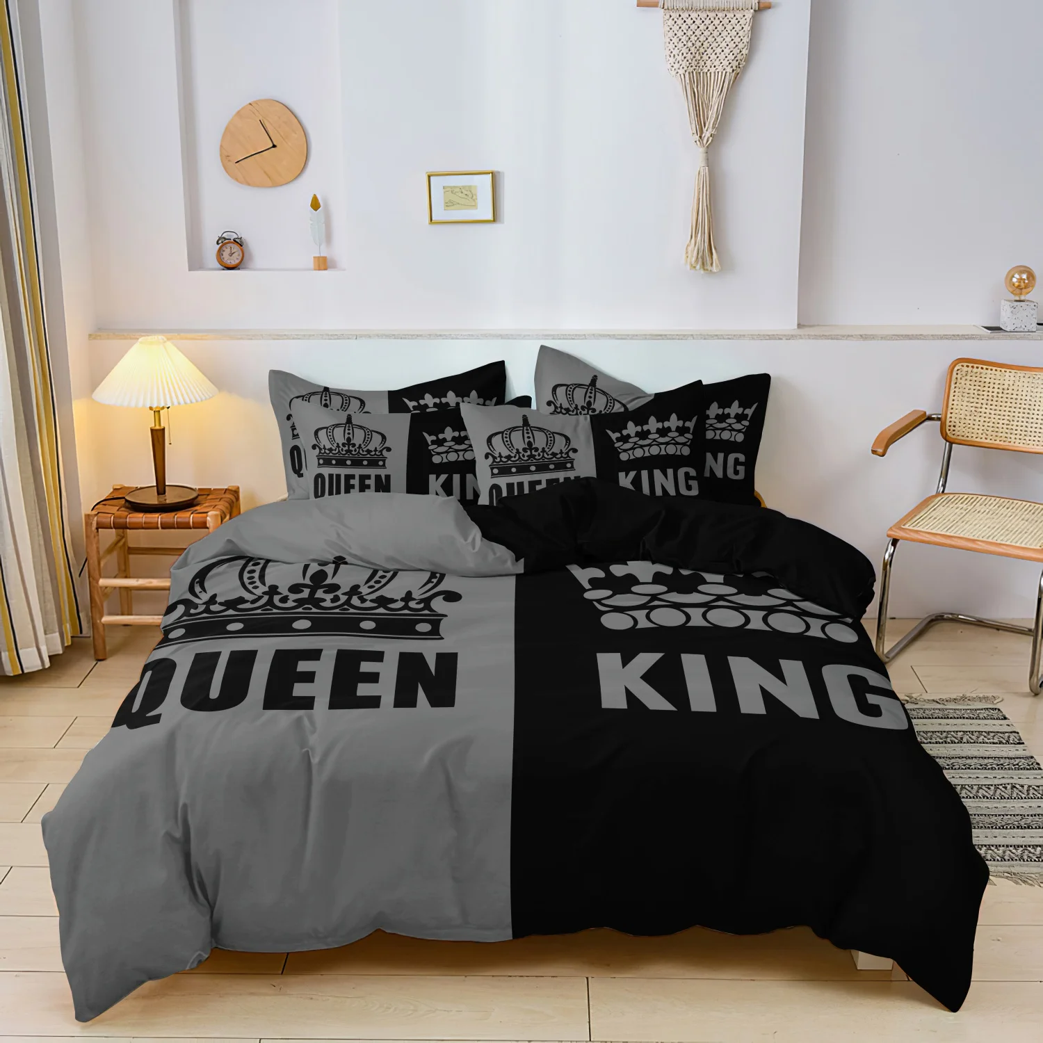 3pcs Set Queen king Heart Digital Print Duvet Cover Can Be Used As Holiday Gifts (1 * Duvet Cover+2 * Pillowcase，No Quilt)