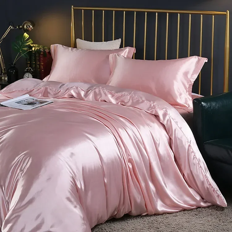 Luxury 100% Mulberry Silk Bedding Set with Duvet Cover Set Double King Queen Size Bedding Cover Kit 4pcs Bed Cover Bed Linen Set