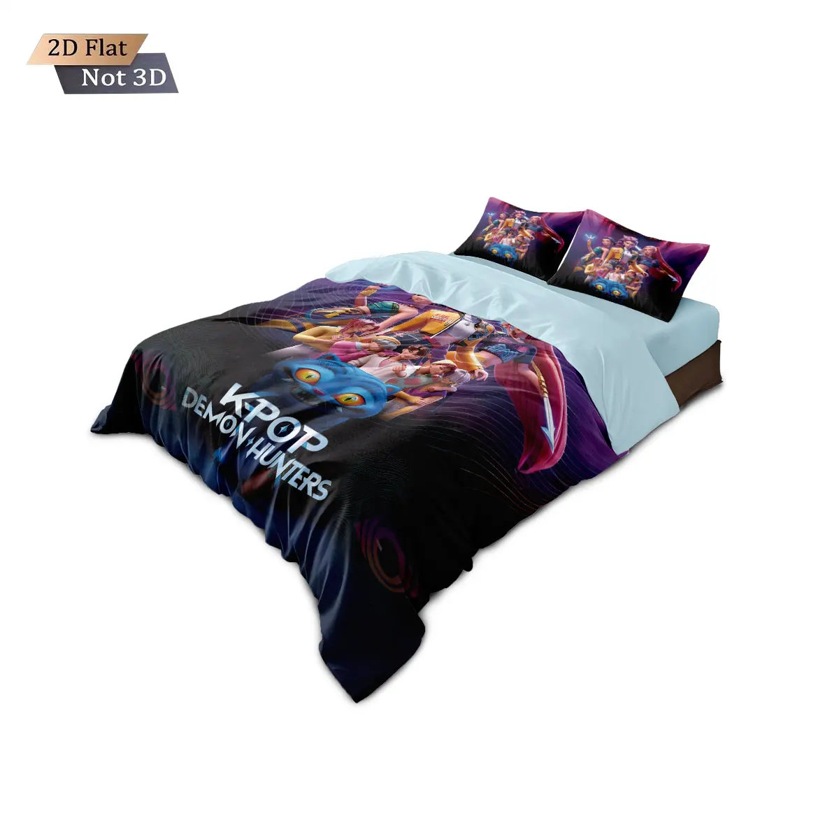 3pcs K-Pop Demon Hunters Print coreless Bedding Set Multi Sized Bedding Dormitory duvet Cover, Soft Decoration, Machine Washable