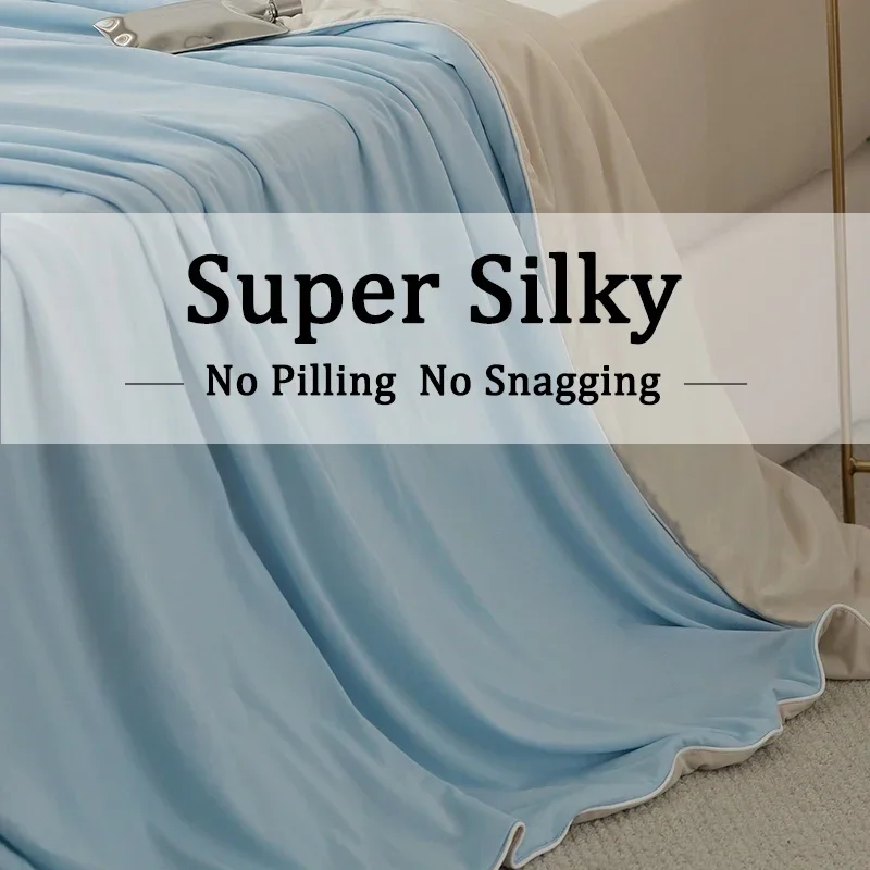 Air Condition Comforter for Summer Pure Color Ice Silk Cooling Blanket Lightweight and Smooth Twin/King Size Cold Quilt