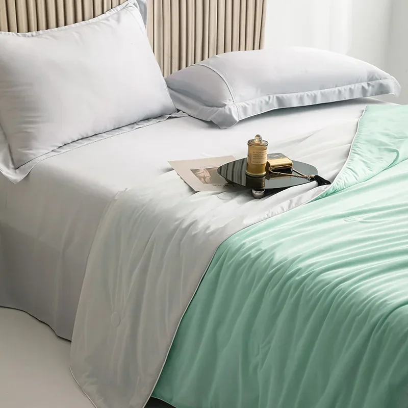 Air Condition Comforter for Summer Pure Color Ice Silk Cooling Blanket Lightweight and Smooth Twin/King Size Cold Quilt
