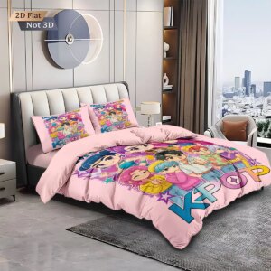 3pcs K-Pop Demon Hunters Print coreless Bedding Set Multi Sized Bedrooms Dormitory duvet Cover Decoration Soft Machine Washable