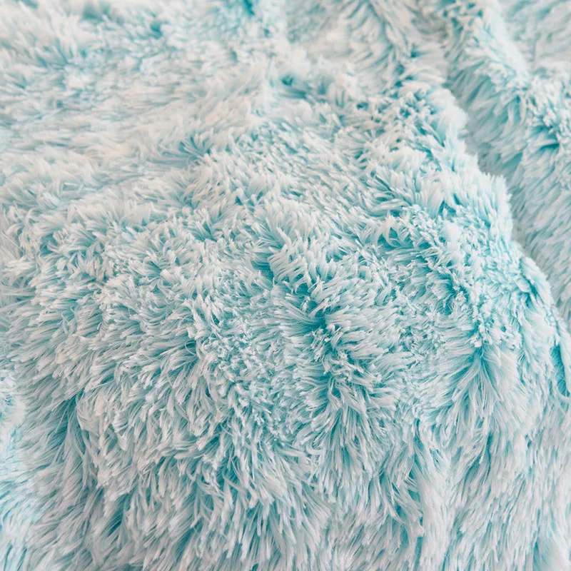 3Pcs Super Shaggy Coral Fleece Warm Cozy Princess Bedding Set Mink Velvet Duvet Cover Set Bed Comforter Cover Blanket Pillowcase