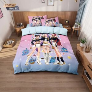 3pcs K-Pop Demon Hunters Print coreless Bedding Set Multi Sized Bedding Dormitory duvet Cover Soft Decoration, Machine Washable