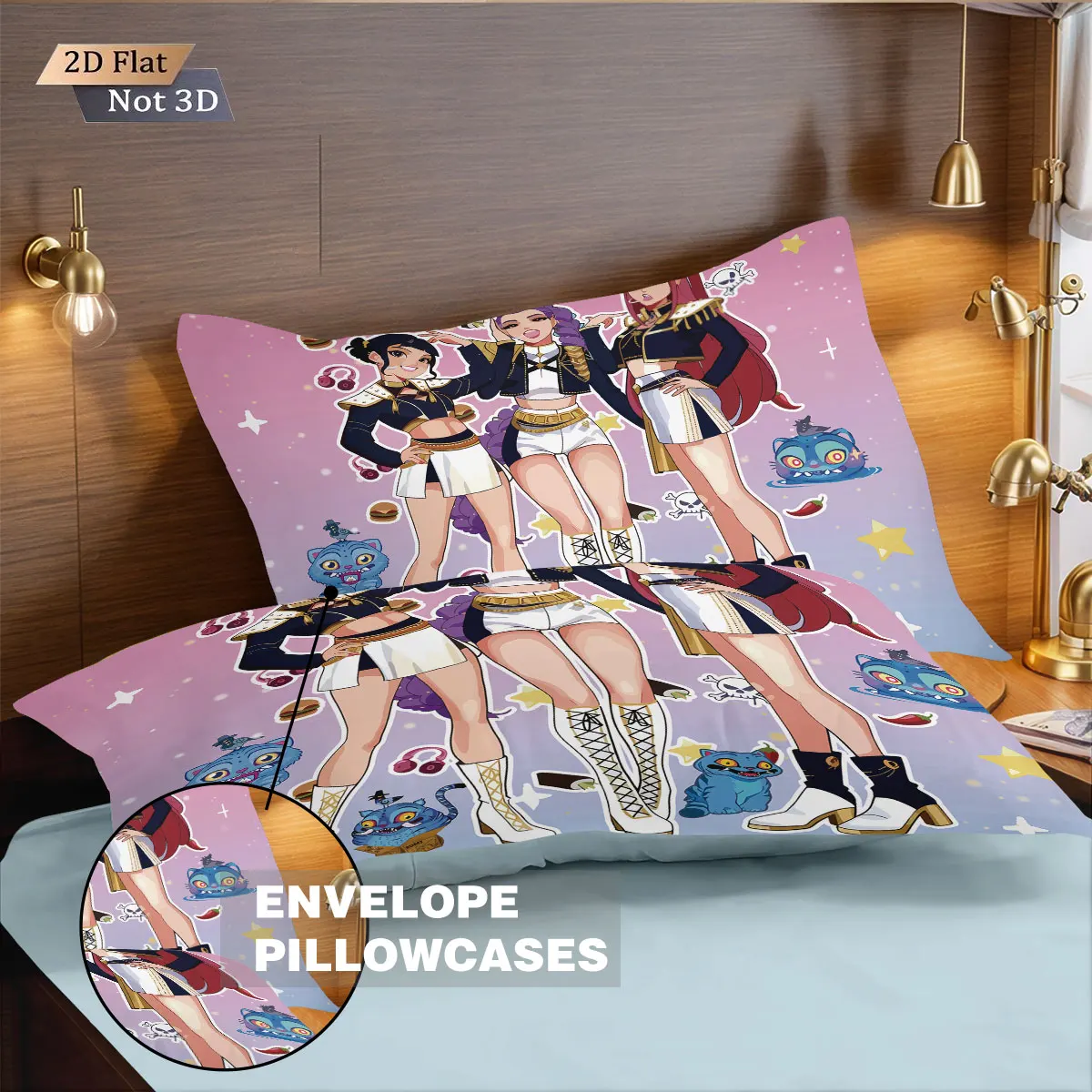 3pcs K-Pop Demon Hunters Print coreless Bedding Set Multi Sized Bedding Dormitory duvet Cover Soft Decoration, Machine Washable