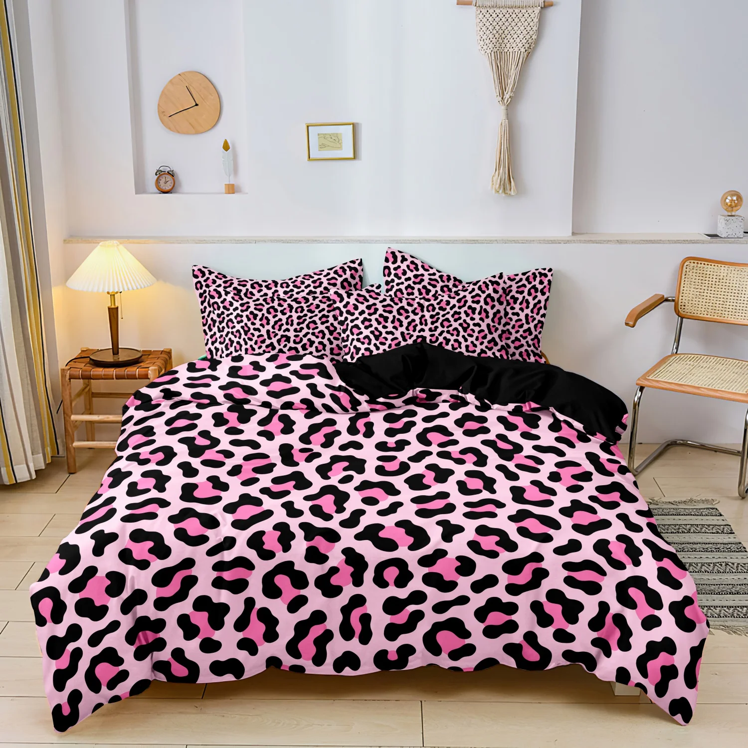 3pcs Dark Leopard Print Fashion Duvet Cover Set（1Duvet Cover + 2 Pillowwases） High-Definition Printed LuxuryBedding Set