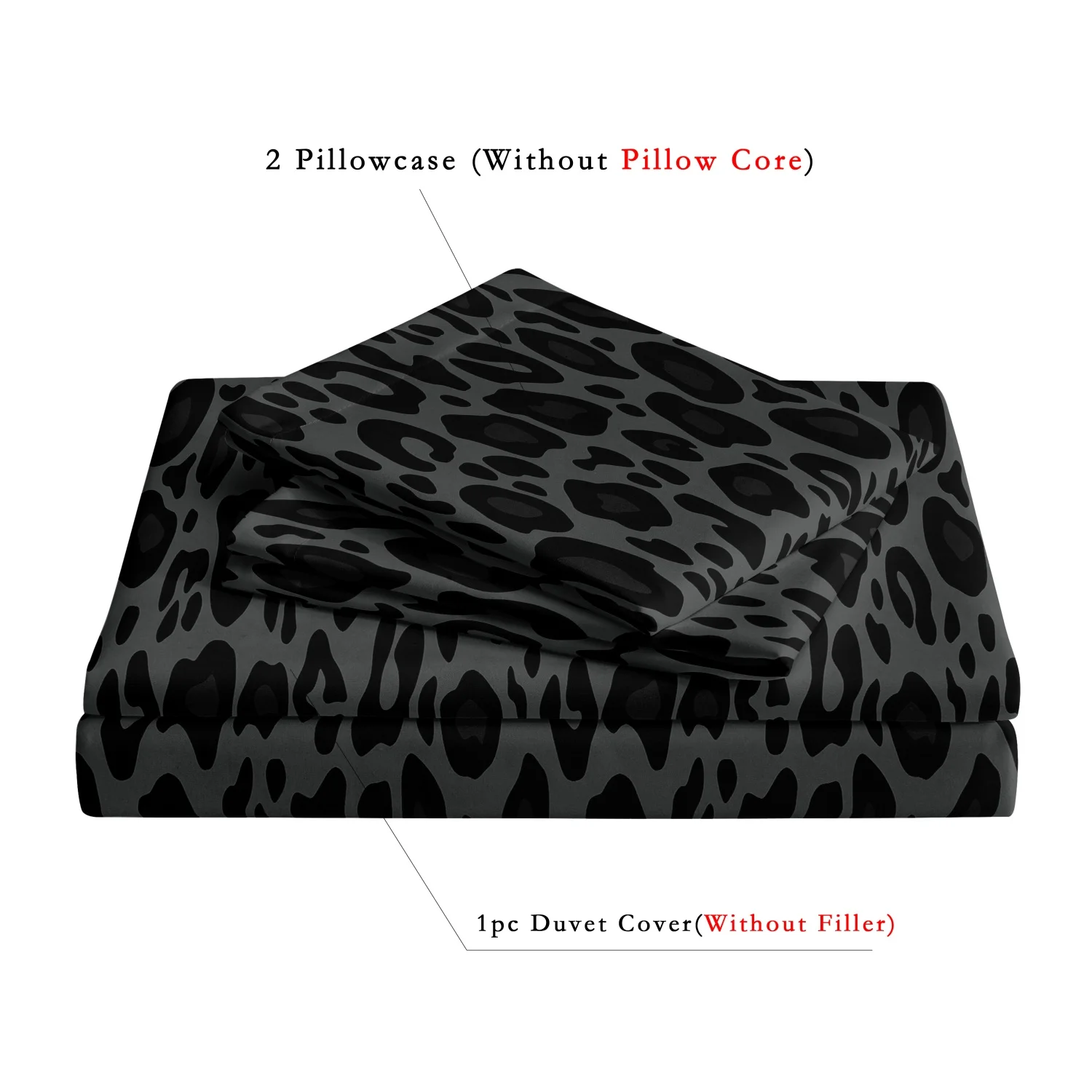 3pcs Dark Leopard Print Fashion Duvet Cover Set（1Duvet Cover + 2 Pillowwases） High-Definition Printed LuxuryBedding Set