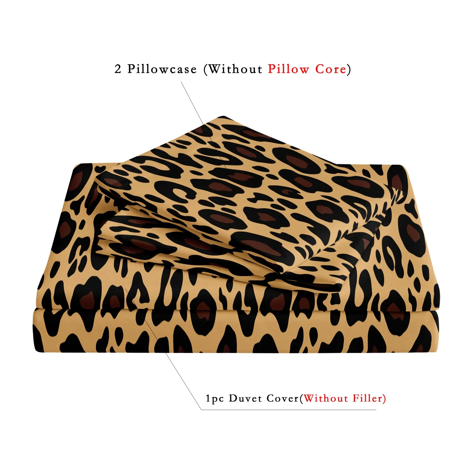 3pcs Dark Leopard Print Fashion Duvet Cover Set（1Duvet Cover + 2 Pillowwases） High-Definition Printed LuxuryBedding Set