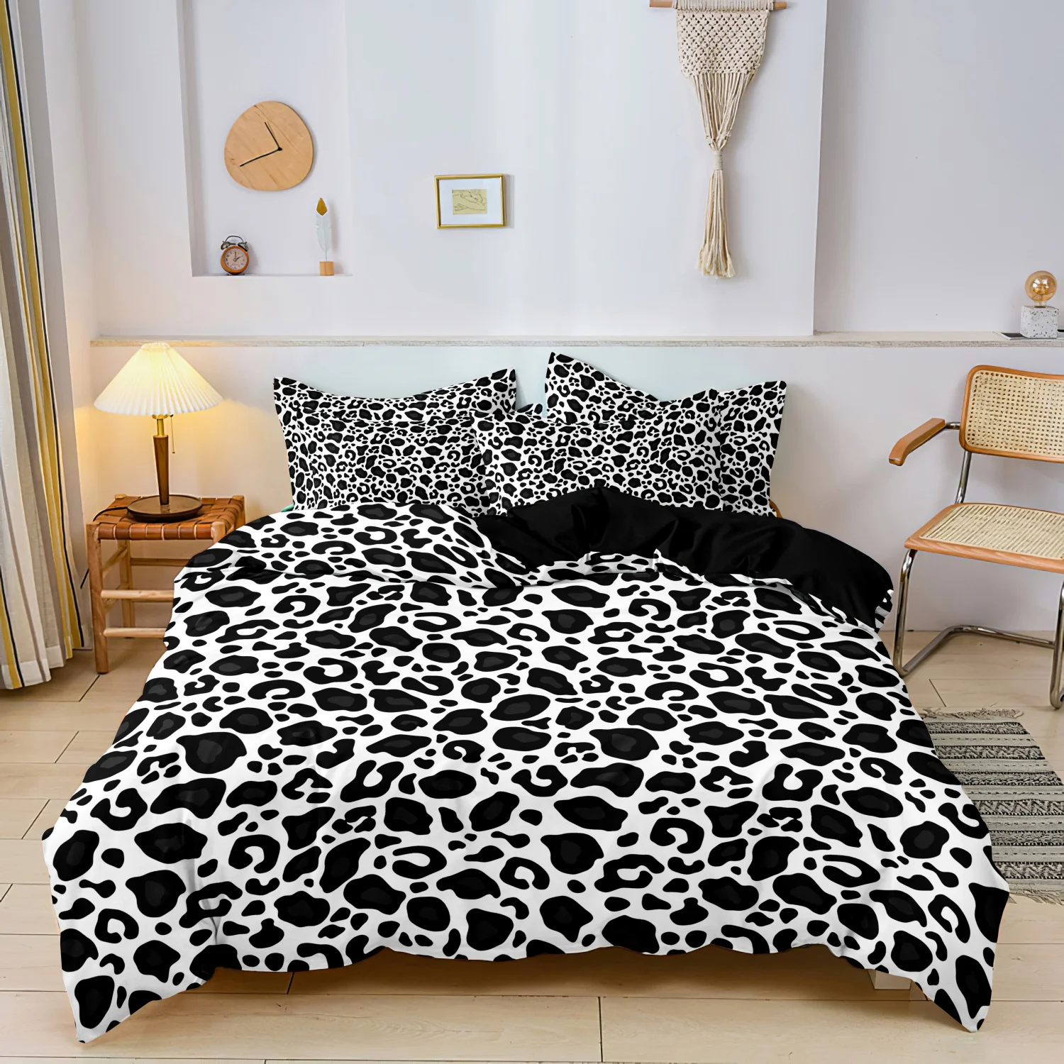 3pcs Dark Leopard Print Fashion Duvet Cover Set（1Duvet Cover + 2 Pillowwases） High-Definition Printed LuxuryBedding Set