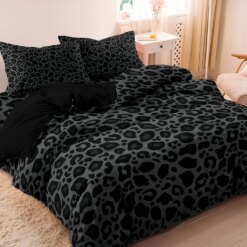 Dark Leopard Print Duvet Cover Set