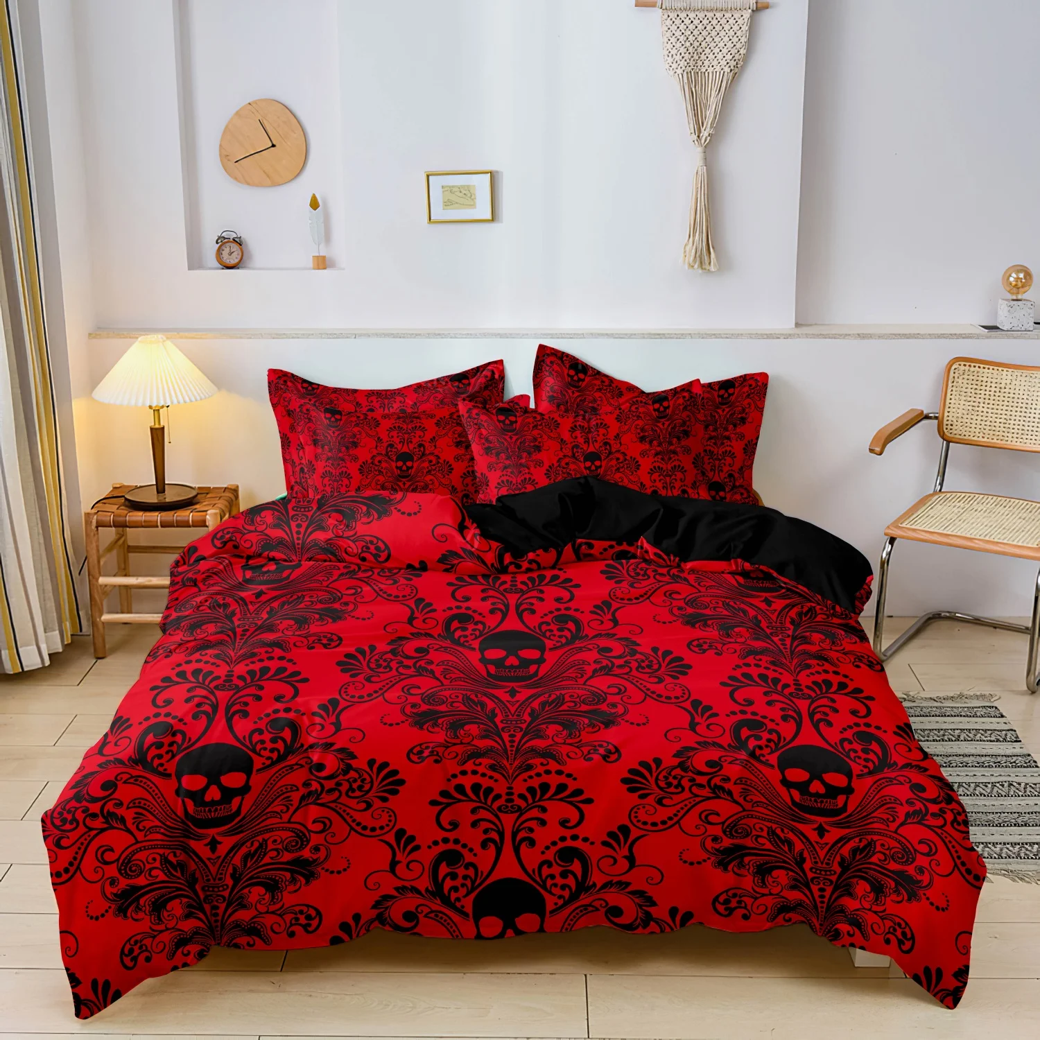 Gothic Style Skull Bedding Sets For Adults Bed Supplies Set Duvet Cover Set With Pillowcases No Filling Luxury Birthday Gifts