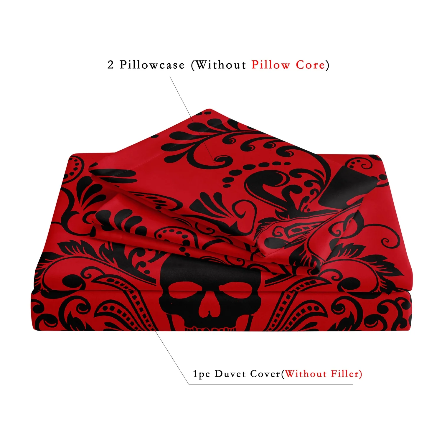 Gothic Style Skull Bedding Sets For Adults Bed Supplies Set Duvet Cover Set With Pillowcases No Filling Luxury Birthday Gifts