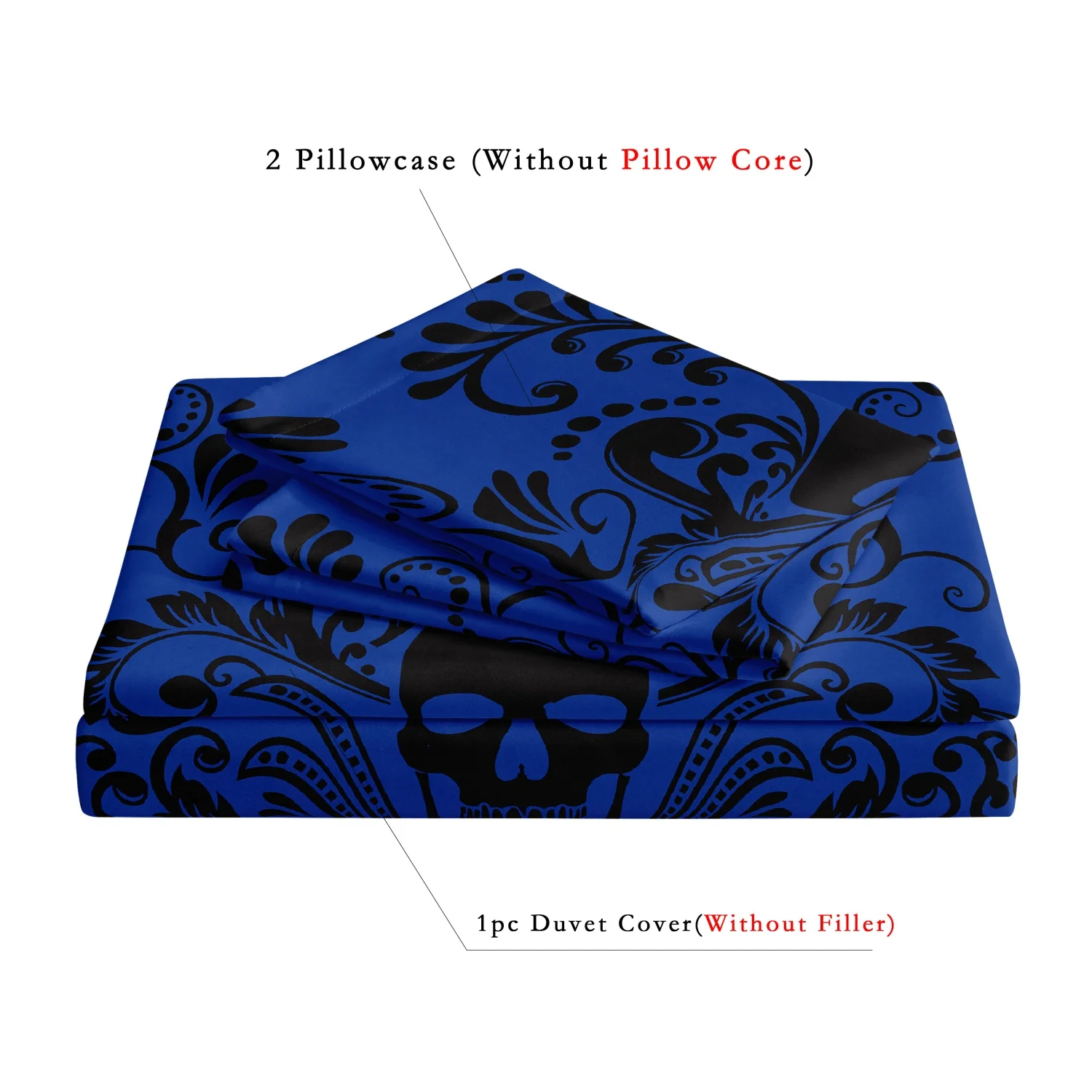 Gothic Style Skull Bedding Sets For Adults Bed Supplies Set Duvet Cover Set With Pillowcases No Filling Luxury Birthday Gifts