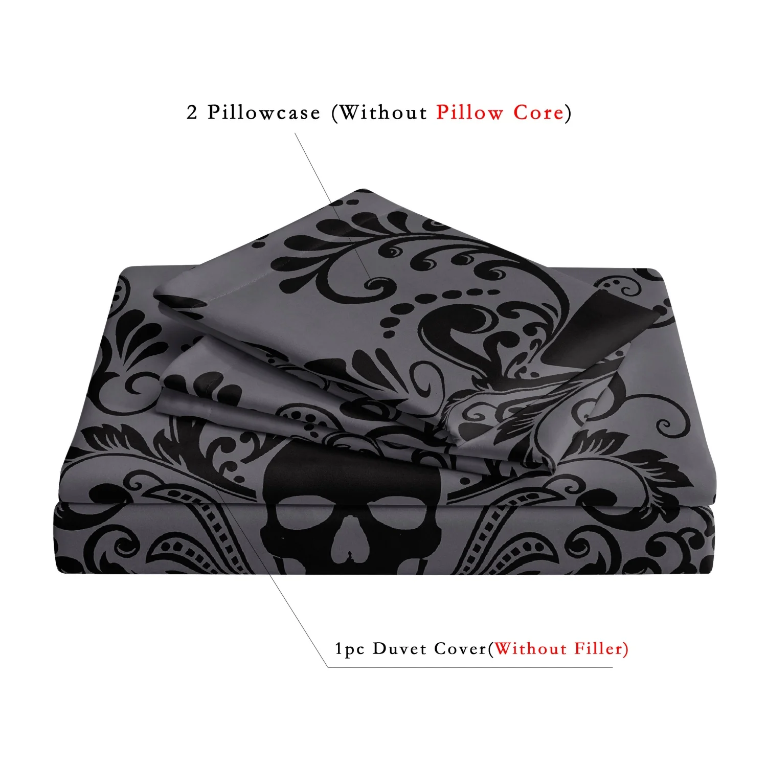 Gothic Style Skull Bedding Sets For Adults Bed Supplies Set Duvet Cover Set With Pillowcases No Filling Luxury Birthday Gifts