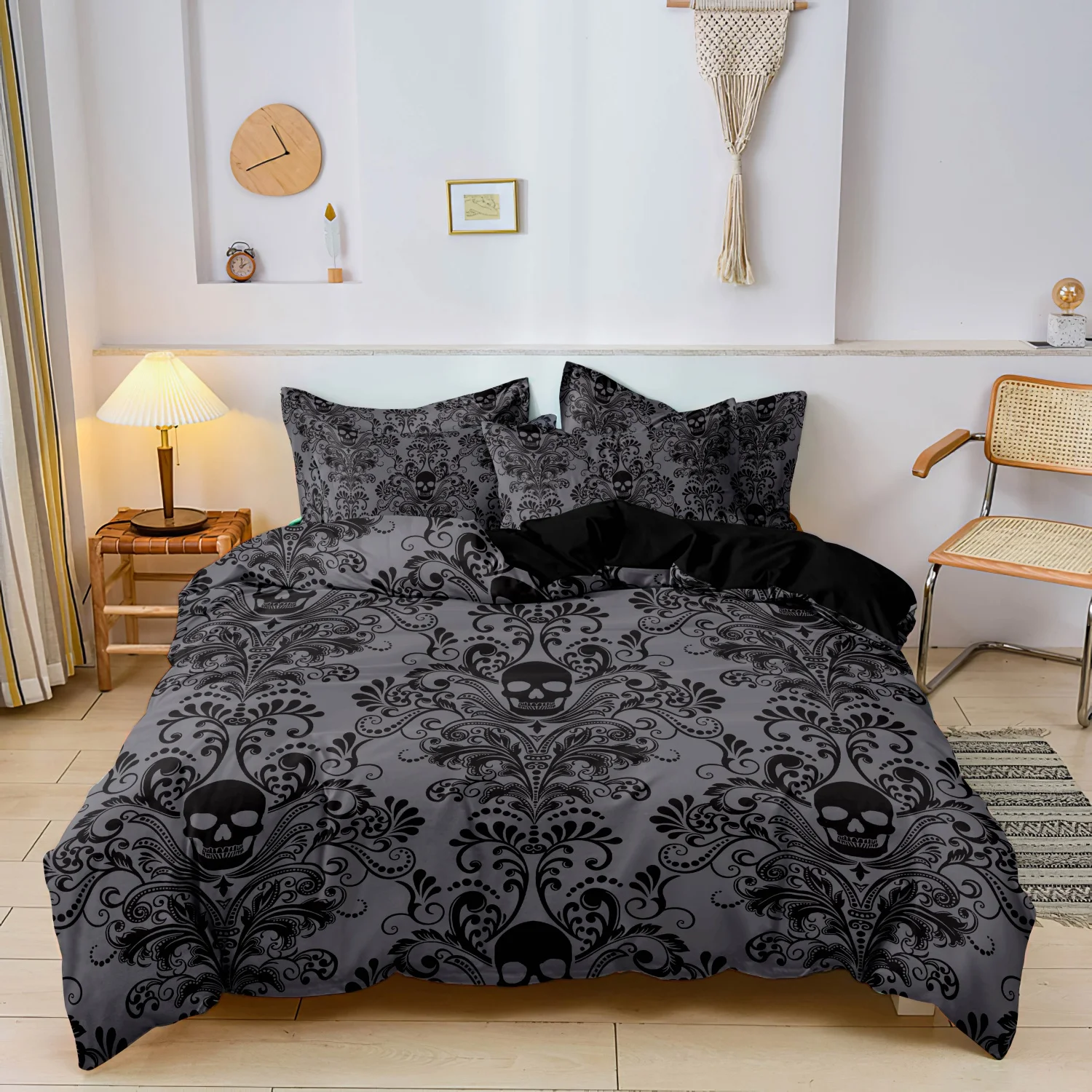 Gothic Style Skull Bedding Sets For Adults Bed Supplies Set Duvet Cover Set With Pillowcases No Filling Luxury Birthday Gifts