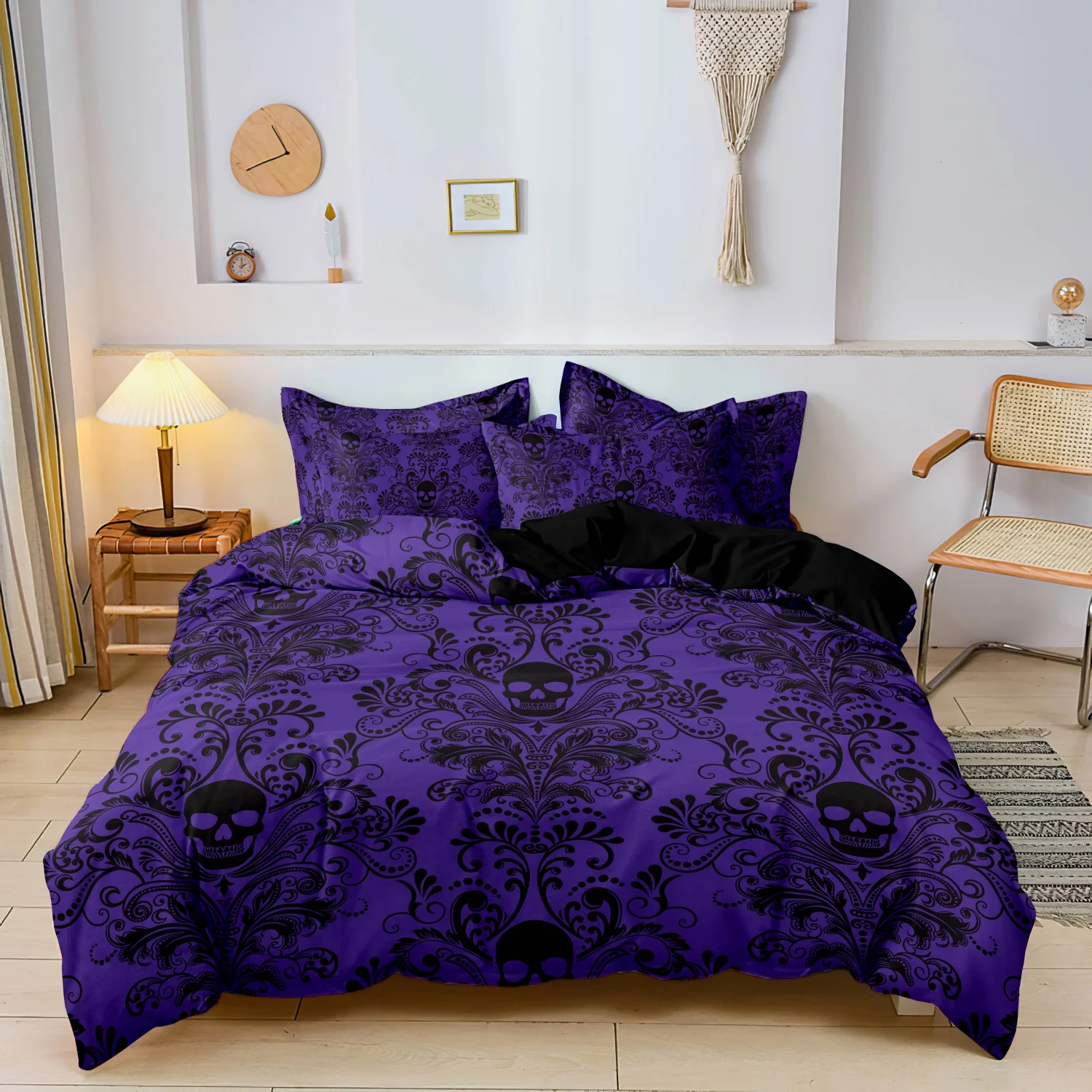 Gothic Style Skull Bedding Sets For Adults Bed Supplies Set Duvet Cover Set With Pillowcases No Filling Luxury Birthday Gifts