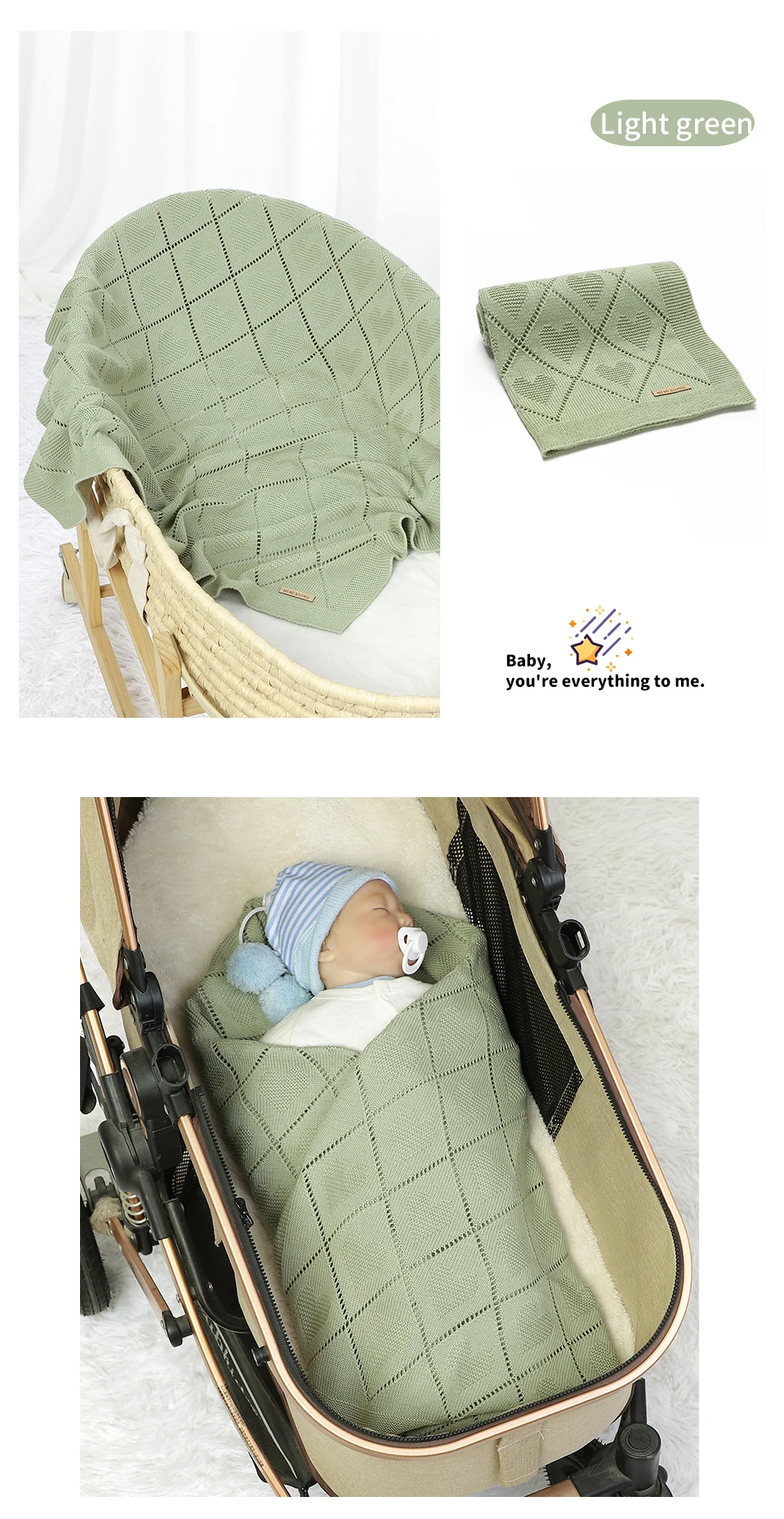 Baby Blankets Knitted Breathable Newborn Boy Girl Cotton Stroller Bedding Sleeping Covers 90*70cm Toddler Throw Receiving Quilts