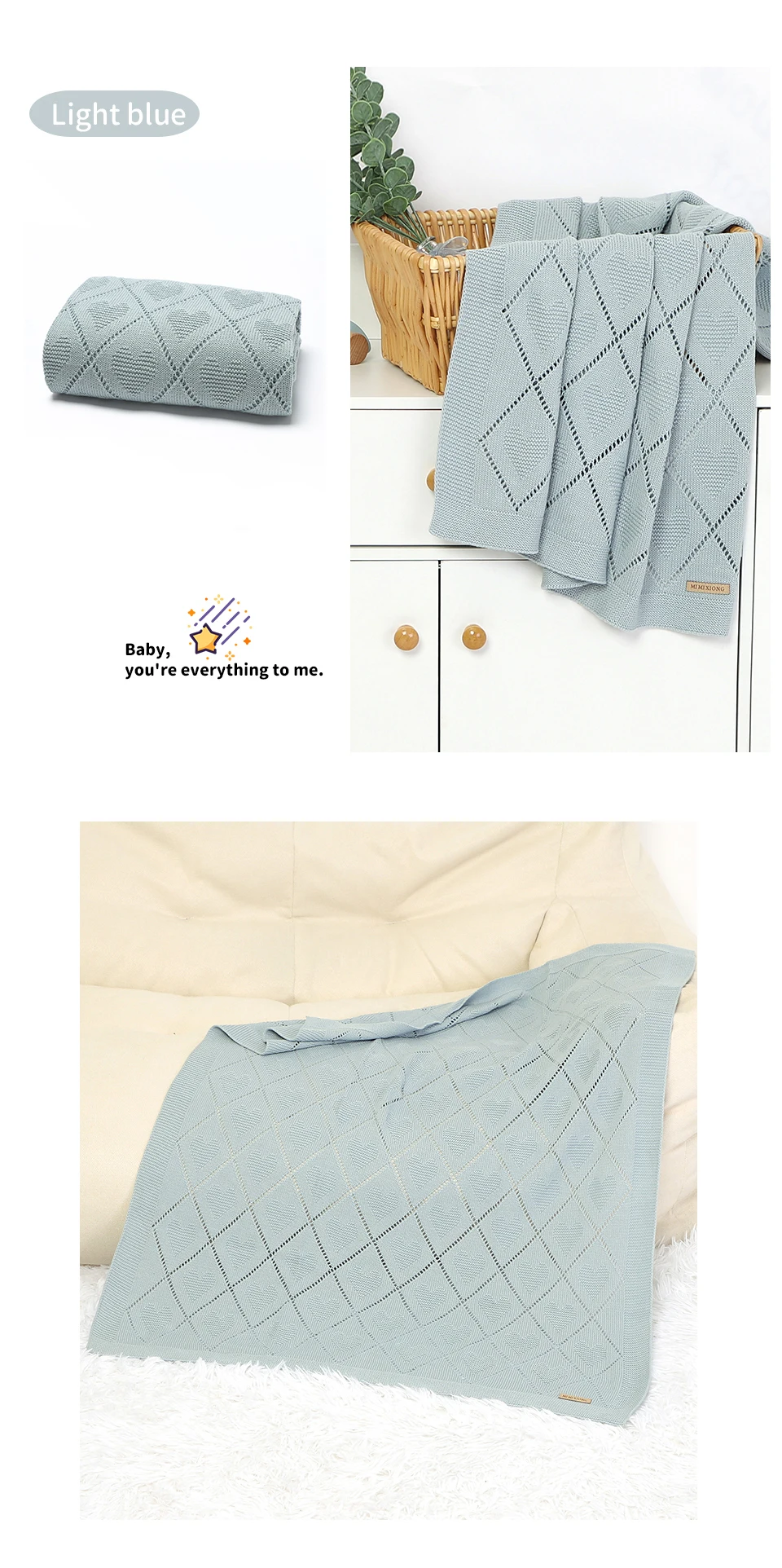 Baby Blankets Knitted Breathable Newborn Boy Girl Cotton Stroller Bedding Sleeping Covers 90*70cm Toddler Throw Receiving Quilts