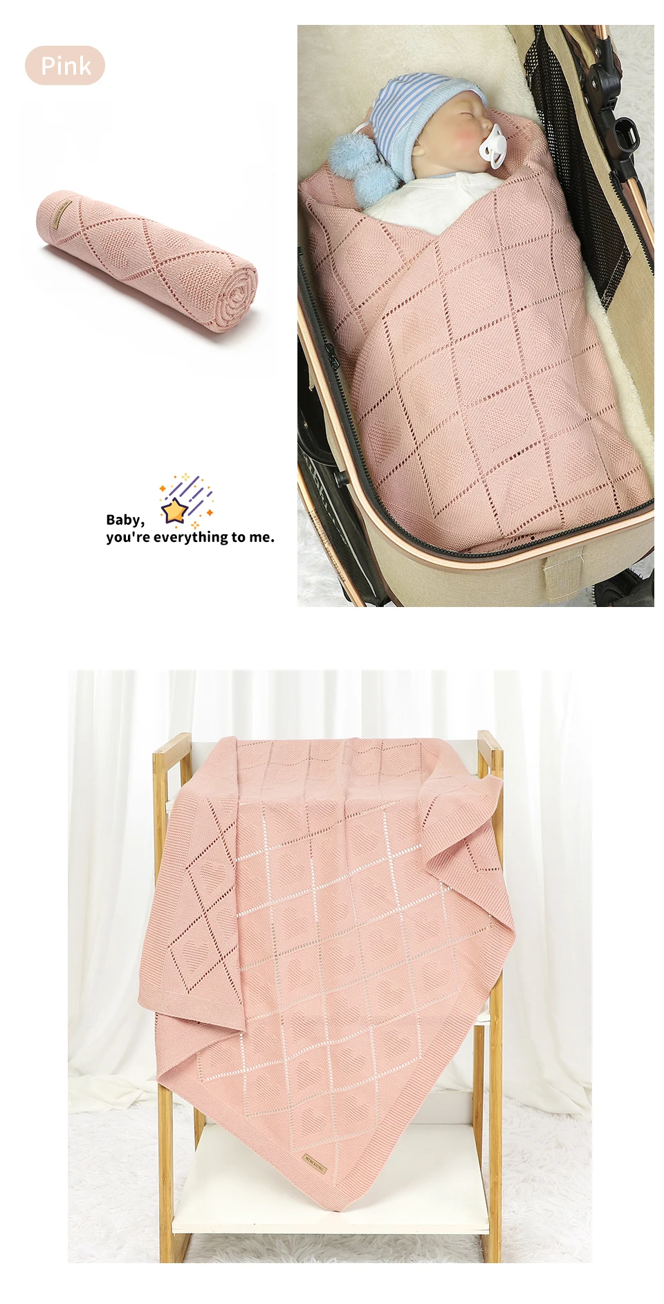 Baby Blankets Knitted Breathable Newborn Boy Girl Cotton Stroller Bedding Sleeping Covers 90*70cm Toddler Throw Receiving Quilts