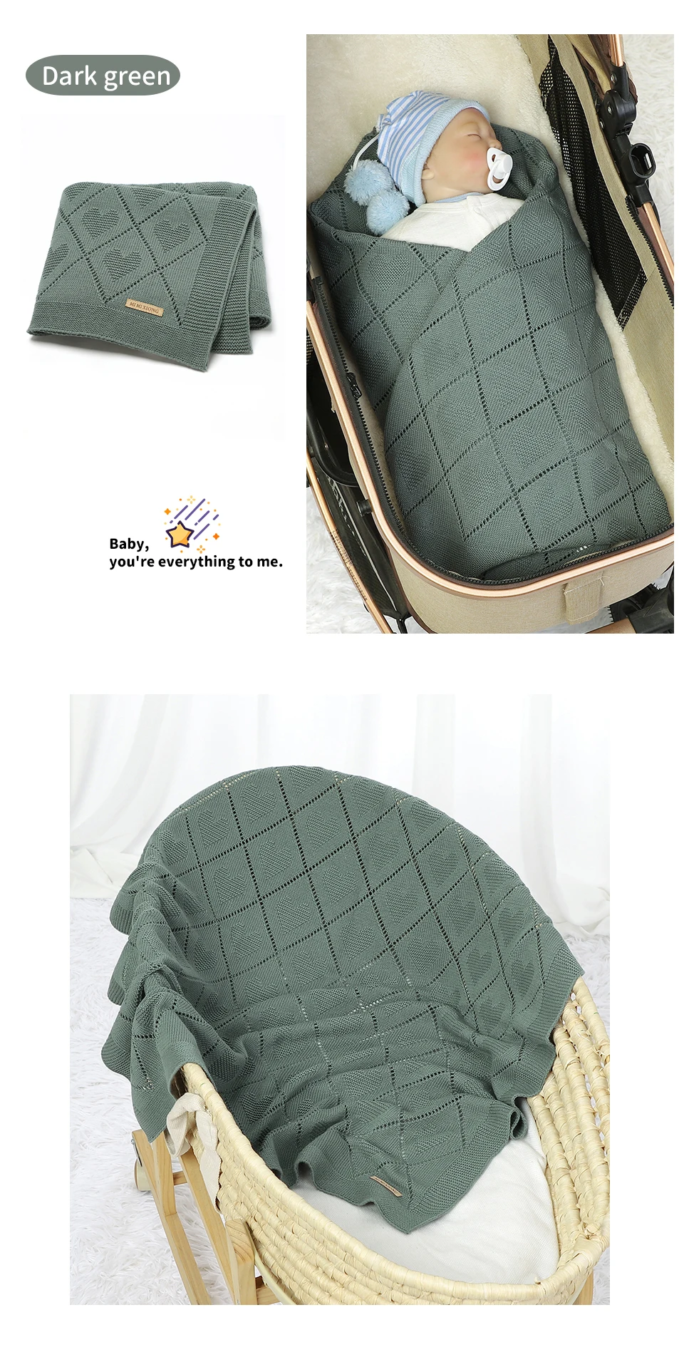 Baby Blankets Knitted Breathable Newborn Boy Girl Cotton Stroller Bedding Sleeping Covers 90*70cm Toddler Throw Receiving Quilts