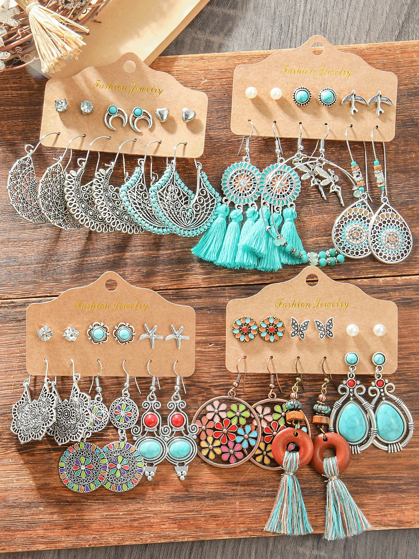 Boho Ethnic Style Dangle Earrings Ancient Silver Statement Geometric Handmade Vintage Jewelry Daily Wear Party Decors Versatile