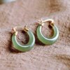 White Jade Crescent Hoop Earrings