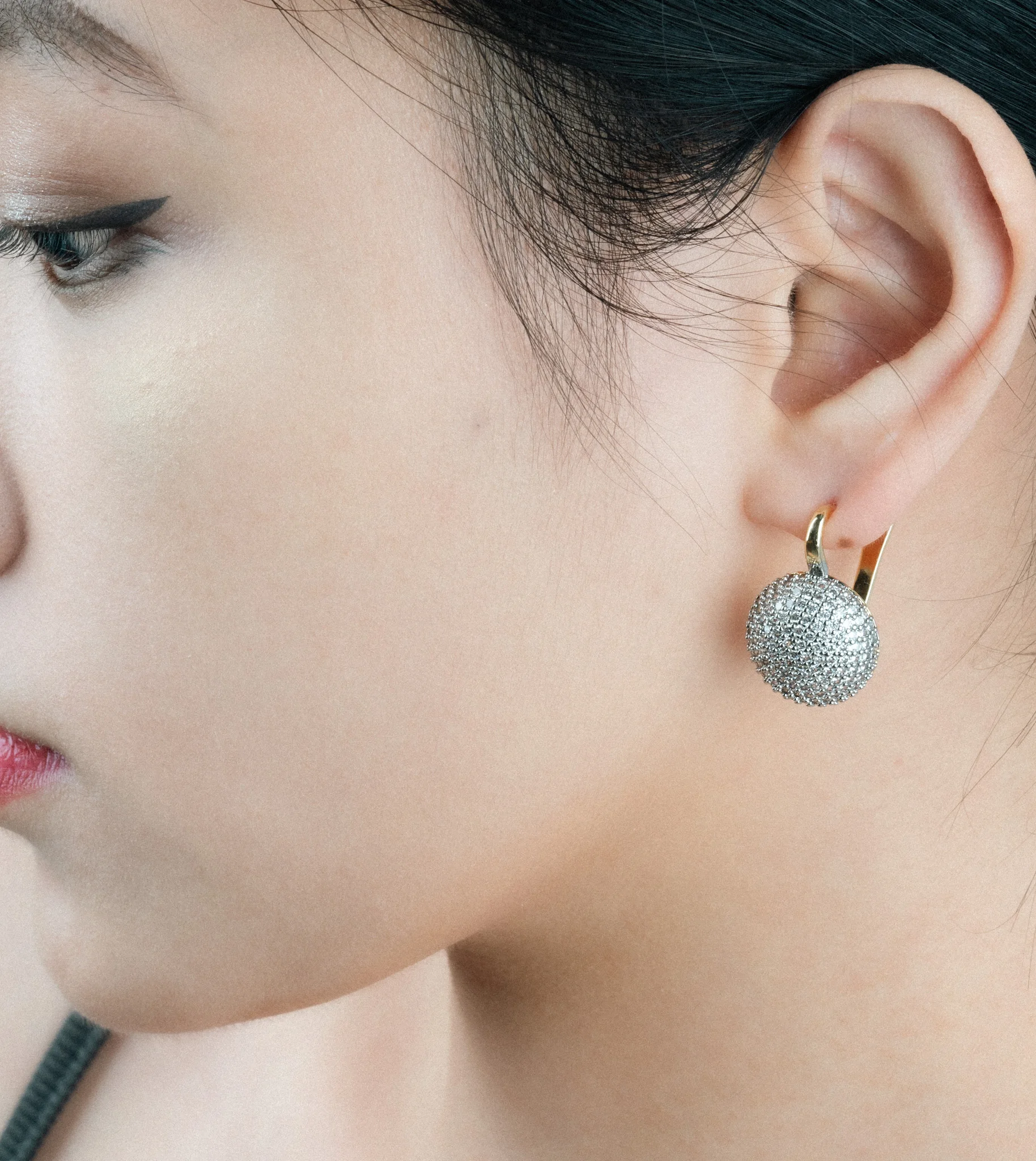 Round Fashion Jewelry Inlaid Cubic Zirconia Earrings Ring Sets For Women Copper Plated 2-Color 14K Gold Luxury Party Accessories