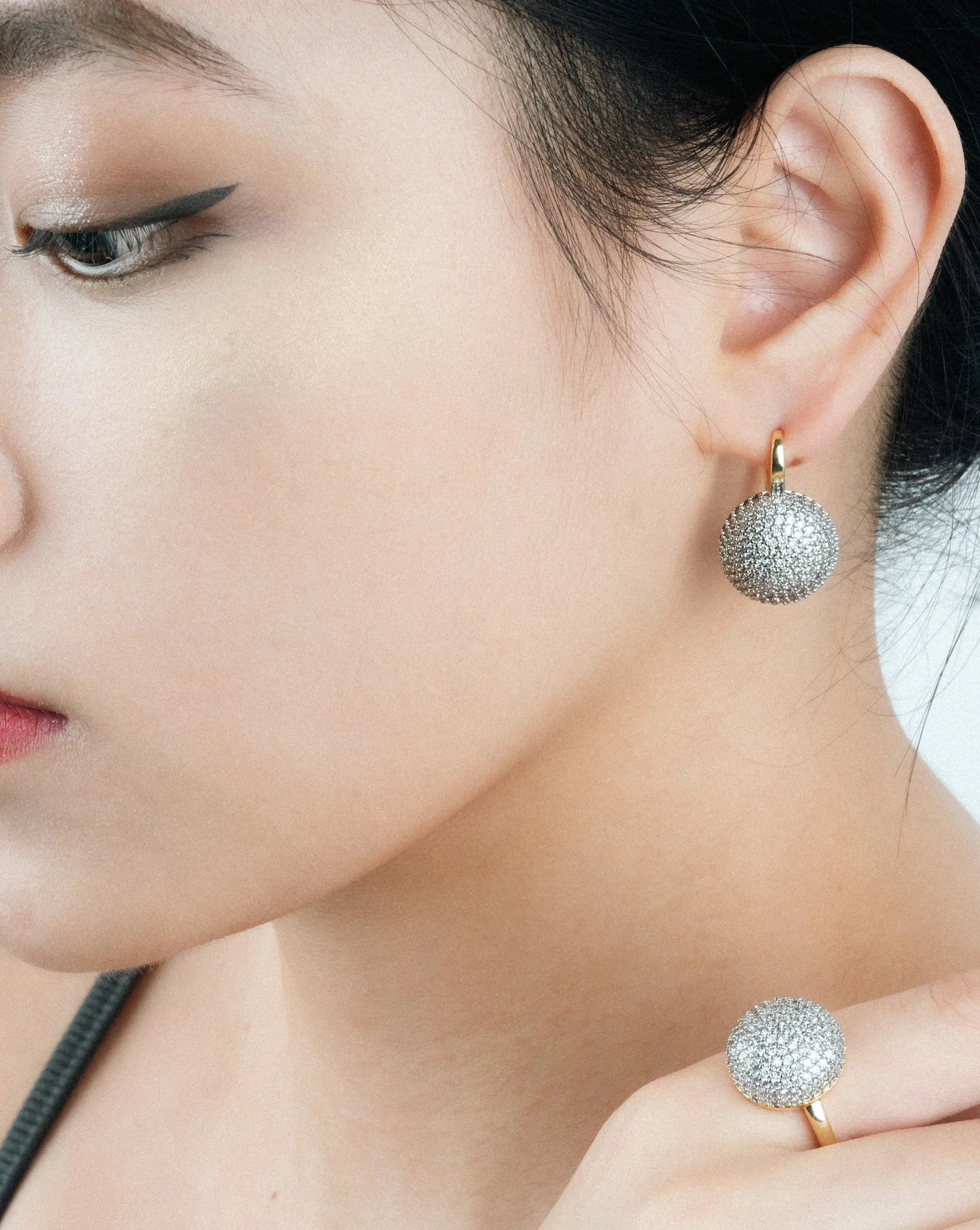 Round Fashion Jewelry Inlaid Cubic Zirconia Earrings Ring Sets For Women Copper Plated 2-Color 14K Gold Luxury Party Accessories